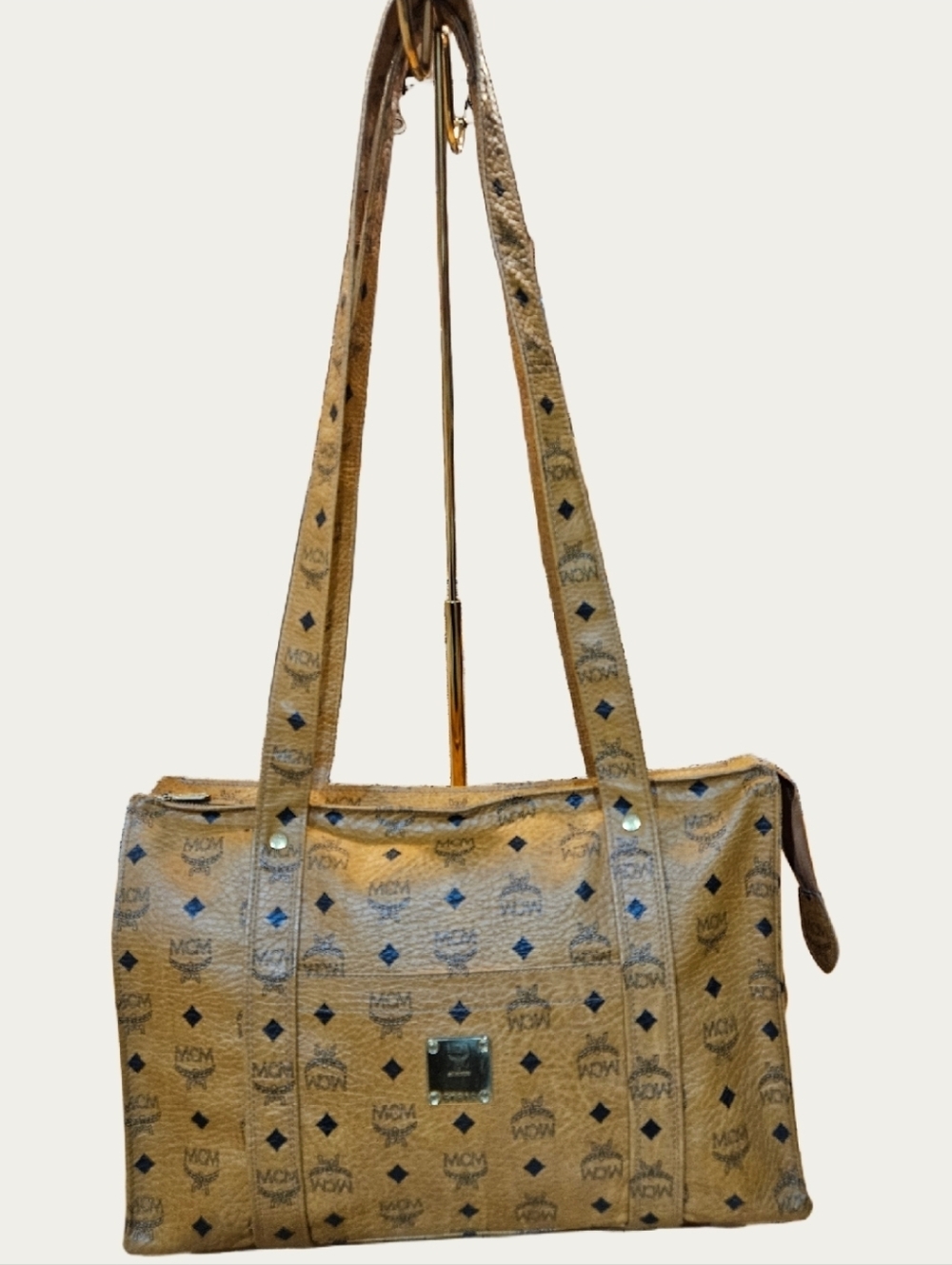 MCM Visetos Munchen Cognac  Signature Shoppers Tote bag Vintage